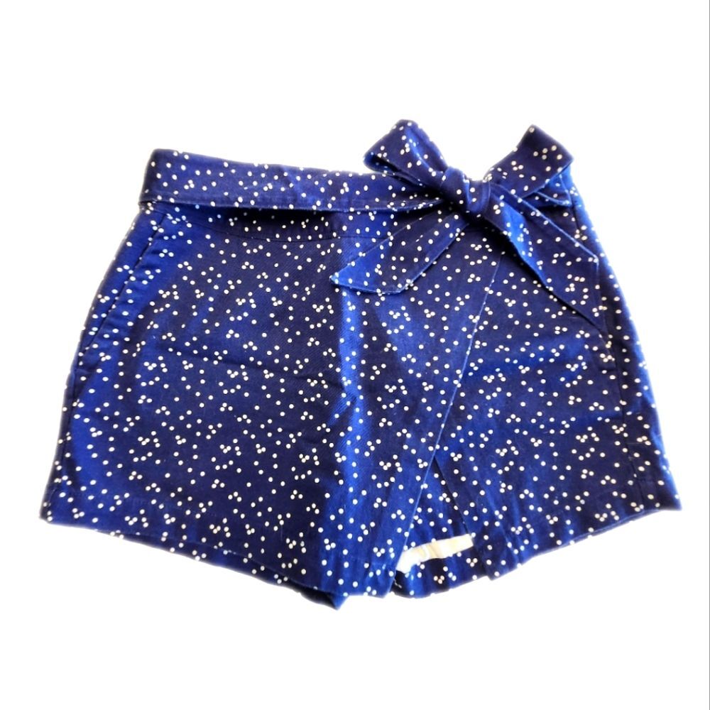 Vineyard Vines Navy Blue Wrap Skirt Skort W/ Tie Front, White Polka Dots, 2
